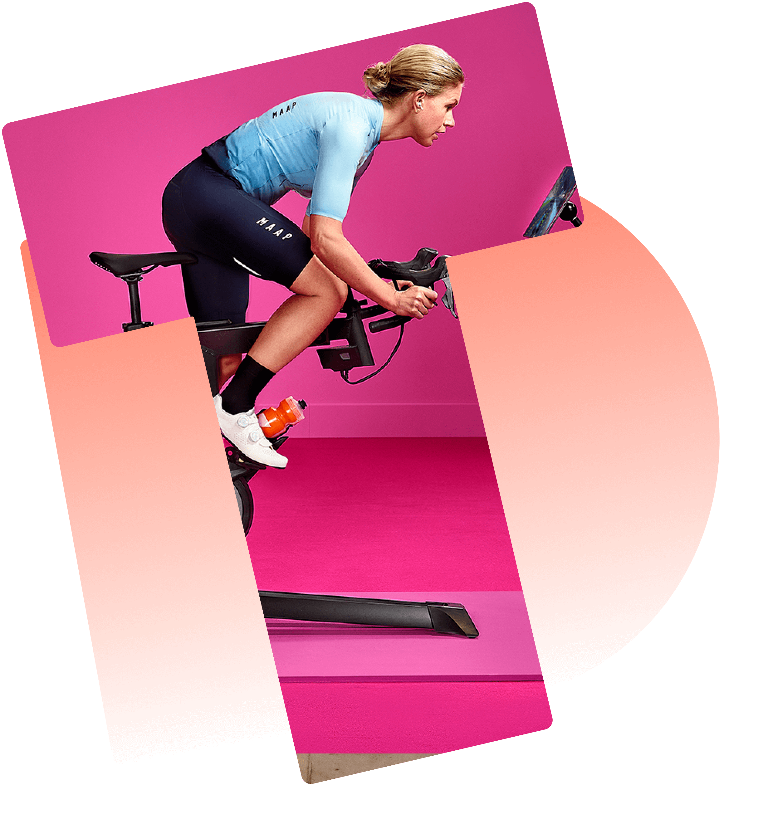 A women on an exercise bike